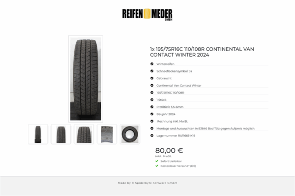 1x 195/75R16C 110/108R CONTINENTAL VAN CONTACT WINTER 2024 #1YZX – Bild 6