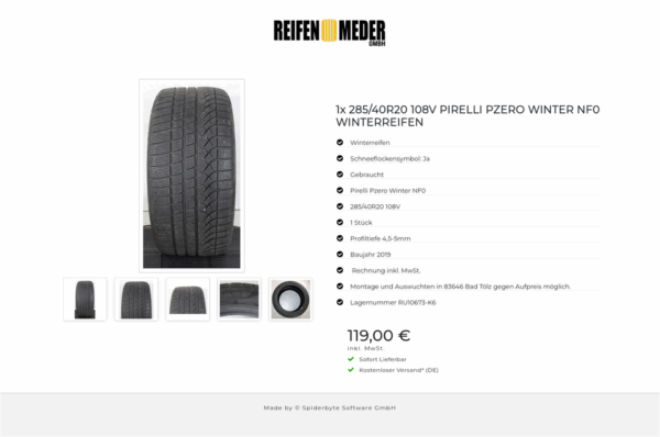1x 285/40R20 108V PIRELLI PZERO WINTER NF0 WINTERREIFEN #1QYY – Bild 6
