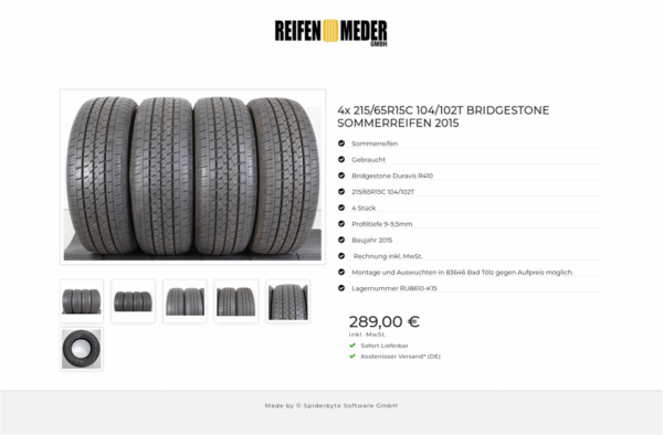 4x 215/65R15C 104/102T BRIDGESTONE SOMMERREIFEN 2015 #1I5X – Bild 7