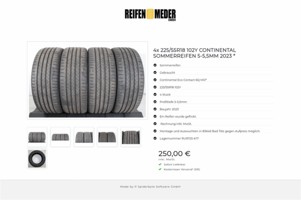 4x 225/55R18 102Y CONTINENTAL SOMMERREIFEN 5-5,5MM 2023 * #1O1W – Bild 7