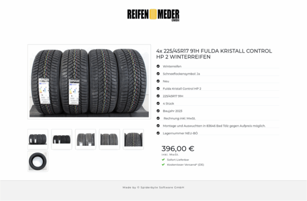 4x 225/45R17 91H FULDA KRISTALL CONTROL HP 2 WINTERREIFEN #1F6I – Bild 7