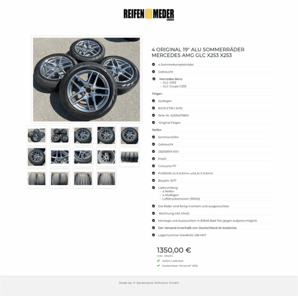 4 ORIGINAL 19" ALU SOMMERRÄDER MERCEDES AMG GLC X253 X253 #16MS – Bild 15