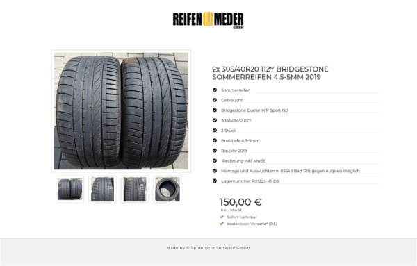2x 305/40R20 112Y BRIDGESTONE SOMMERREIFEN 4,5-5MM 2019 #2783 – Bild 5
