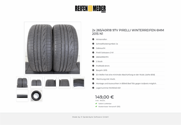 2x 265/40R18 97V PIRELLI WINTERREIFEN 6MM 2015 N1 #1ONF – Bild 8
