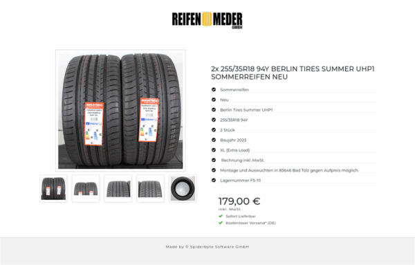 2x 255/35R18 94Y BERLIN TIRES SUMMER UHP1 SOMMERREIFEN NEU #1VQY – Bild 6
