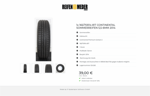1x 165/70R14 81T CONTINENTAL SOMMERREIFEN 5,5-6MM 2014 #1HXL – Bild 5