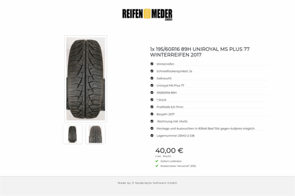 1x 195/60R16 89H UNIROYAL MS PLUS 77 WINTERREIFEN 2017 #12OJ – Bild 3