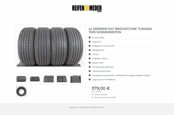 4x 235/55R18 104T BRIDGESTONE TURANZA T005 SOMMERREIFEN #1CQF – Bild 7