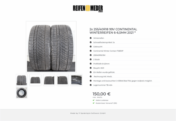 2x 255/40R18 99V CONTINENTAL WINTERREIFEN 6-6,5MM 2021 * #1SRA – Bild 7