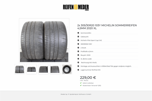 2x 305/30R20 103Y MICHELIN SOMMERREIFEN 4,5MM 2020 XL #1ULF – Bild 6