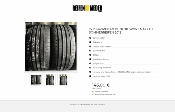 2x 255/40R19 96V DUNLOP SPORT MAXX GT SOMMERREIFEN 2012 #1V2O – Bild 4