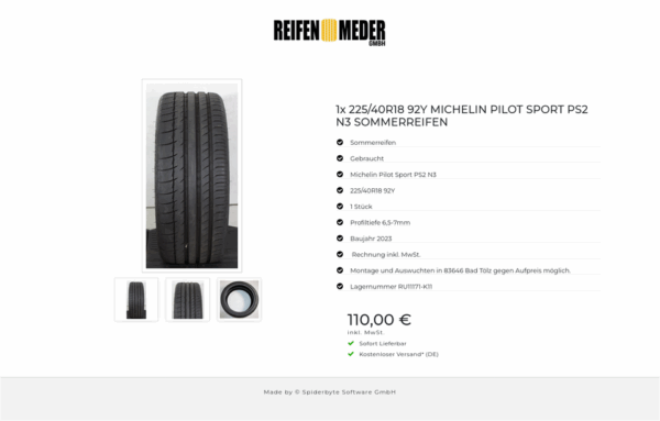 1x 225/40R18 92Y MICHELIN PILOT SPORT PS2 N3 SOMMERREIFEN #1UQM – Bild 4