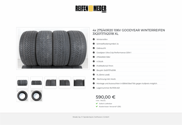 4x 275/40R20 106V GOODYEAR WINTERREIFEN 3X2017/1X2018 XL #1BJY – Bild 8