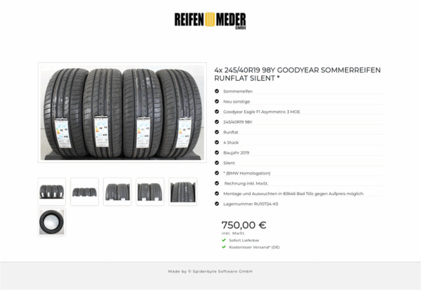 4x 245/40R19 98Y GOODYEAR SOMMERREIFEN RUNFLAT SILENT * #1RRB – Bild 7