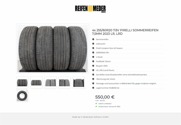 4x 255/60R20 113V PIRELLI SOMMERREIFEN 7,5MM 2023 LR, LRD #1F0X – Bild 7