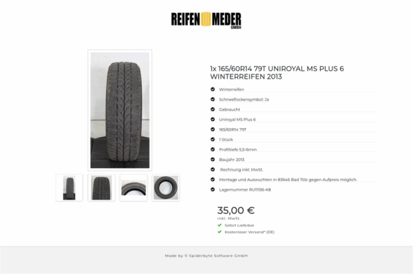 1x 165/60R14 79T UNIROYAL MS PLUS 6 WINTERREIFEN 2013 #1UOM – Bild 5