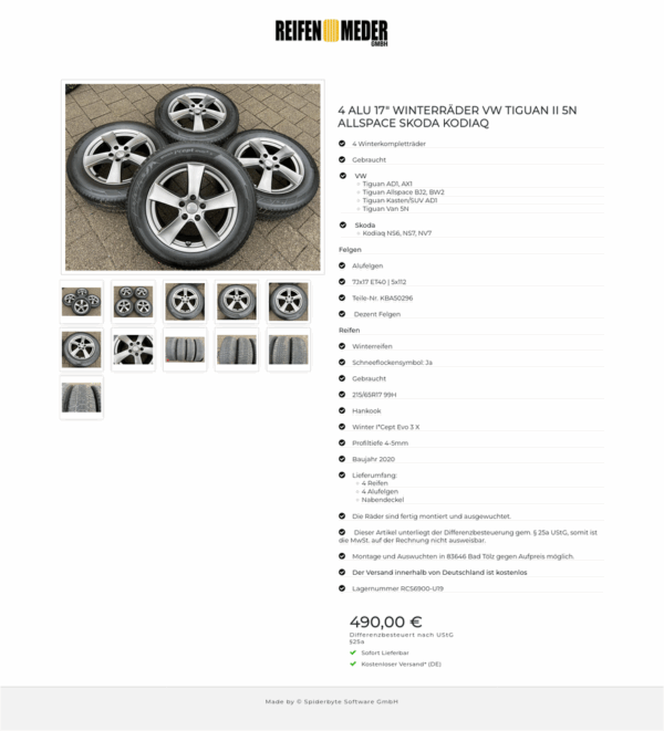 4 ALU 17" WINTERRÄDER VW TIGUAN II 5N ALLSPACE SKODA KODIAQ #1V0G – Bild 12