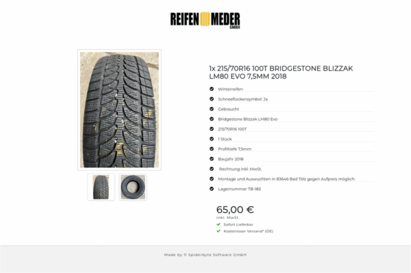 1x 215/70R16 100T BRIDGESTONE BLIZZAK LM80 EVO 7,5MM 2018 #1TCK – Bild 3