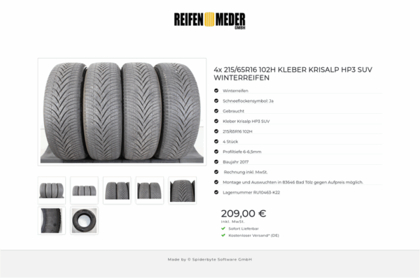 4x 215/65R16 102H KLEBER KRISALP HP3 SUV WINTERREIFEN #1Q1A – Bild 8