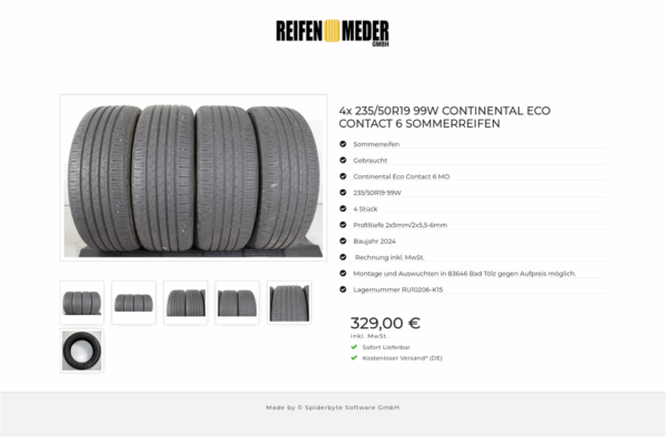 4x 235/50R19 99W CONTINENTAL ECO CONTACT 6 SOMMERREIFEN #1P6H – Bild 7