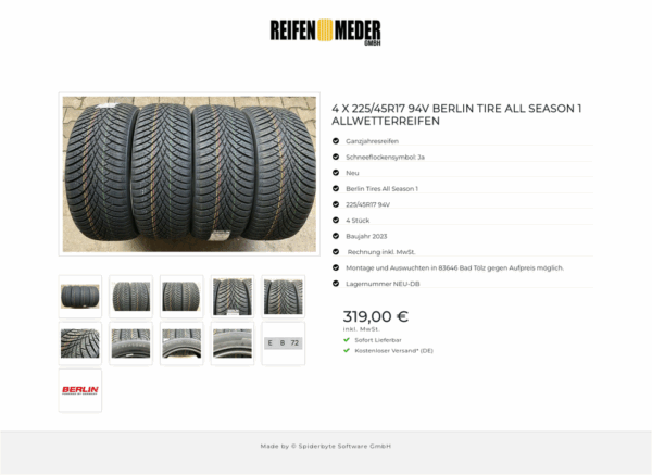 4 X 225/45R17 94V BERLIN TIRE ALL SEASON 1 ALLWETTERREIFEN  #11VW – Bild 12