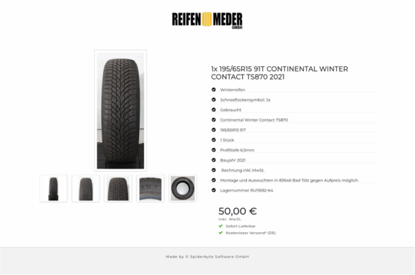 1x 195/65R15 91T CONTINENTAL WINTER CONTACT TS870 2021 #1Z3C – Bild 6