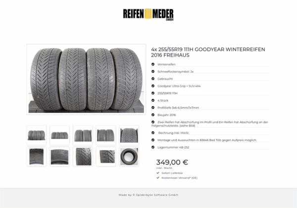 4x 255/55R19 111H GOODYEAR WINTERREIFEN 2016 FREIHAUS #1WSF – Bild 11