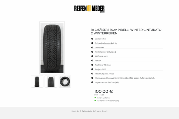 1x 225/55R18 102V PIRELLI WINTER CINTURATO 2 WINTERREIFEN #14NY – Bild 4