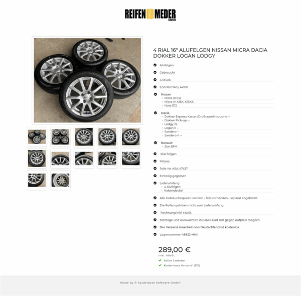 4 RIAL 16" ALUFELGEN NISSAN MICRA DACIA DOKKER LOGAN LODGY  #1ZCA – Bild 13