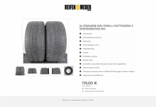 2x 275/40R18 103V PIRELLI SOTTOZERO 3 WINTERREIFEN MO #1NIP – Bild 6