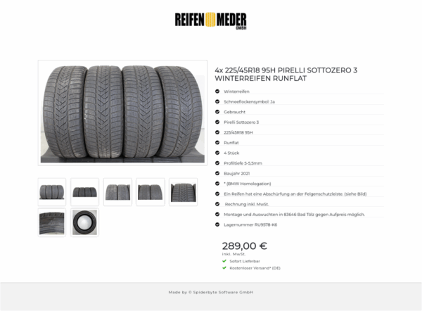 4x 225/45R18 95H PIRELLI SOTTOZERO 3 WINTERREIFEN RUNFLAT #1NRH – Bild 8
