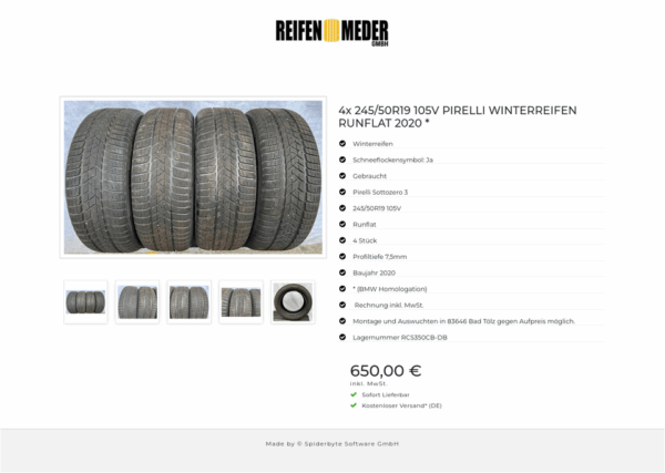 4x 245/50R19 105V PIRELLI WINTERREIFEN RUNFLAT 2020 * #9892 – Bild 6