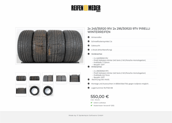 2x 245/35R20 91V 2x 295/30R20 97V PIRELLI WINTERREIFEN #1BRV – Bild 9