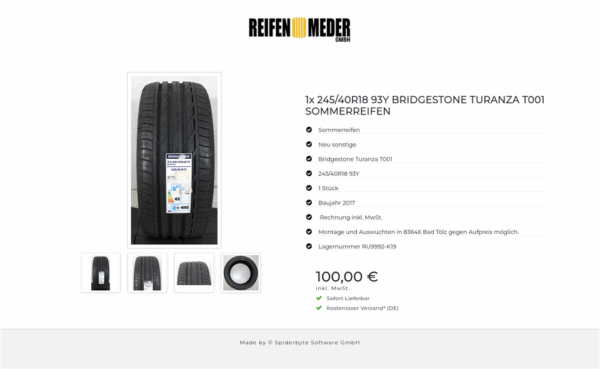 1x 245/40R18 93Y BRIDGESTONE TURANZA T001 SOMMERREIFEN #1MDN – Bild 5