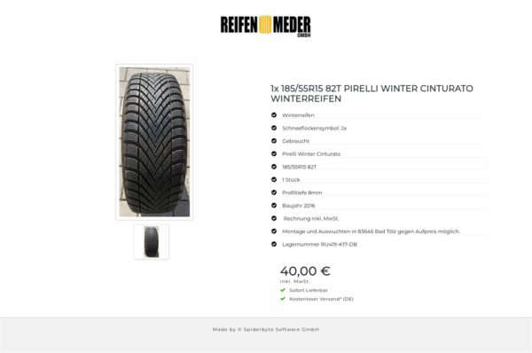 1x 185/55R15 82T PIRELLI WINTER CINTURATO WINTERREIFEN #1829 – Bild 2