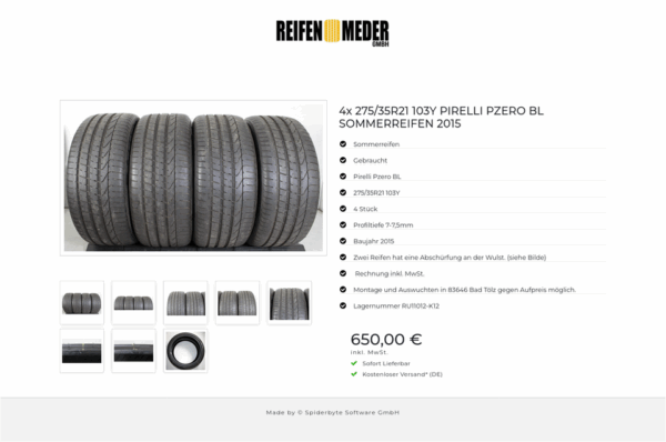 4x 275/35R21 103Y PIRELLI PZERO BL SOMMERREIFEN 2015 #1TWA – Bild 9