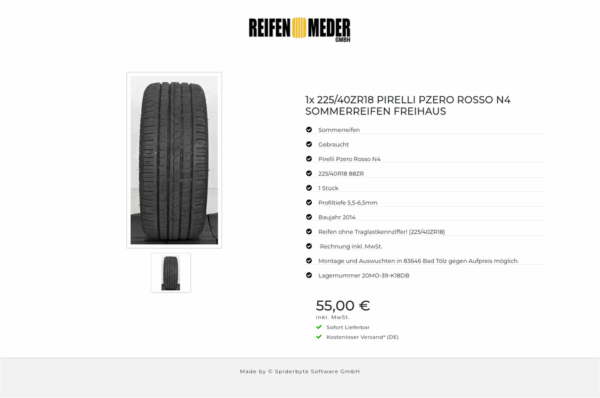1x 225/40ZR18 PIRELLI PZERO ROSSO N4 SOMMERREIFEN FREIHAUS #14ZE – Bild 2