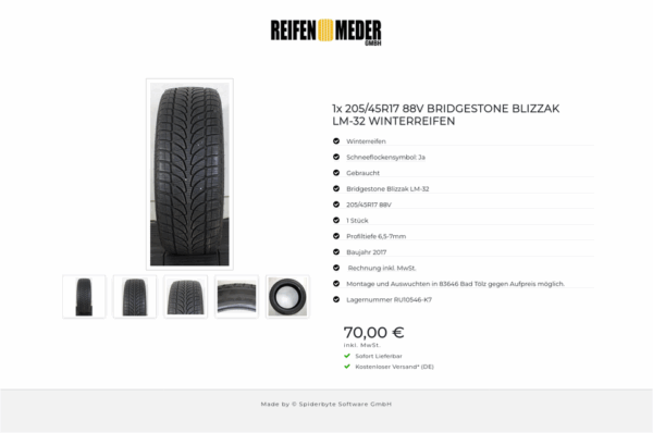 1x 205/45R17 88V BRIDGESTONE BLIZZAK LM-32 WINTERREIFEN #1QNC – Bild 6