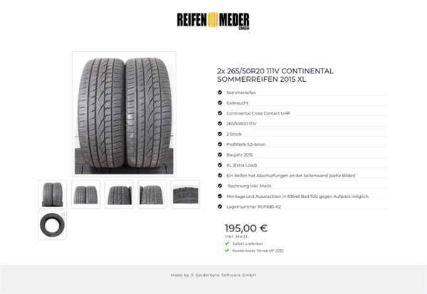 2x 265/50R20 111V CONTINENTAL SOMMERREIFEN 2015 XL #1Z2S – Bild 7