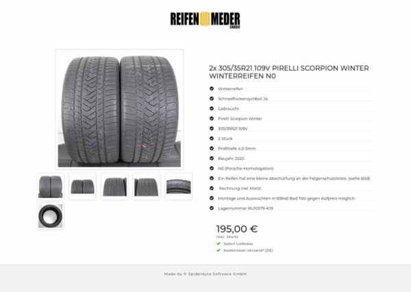 2x 305/35R21 109V PIRELLI SCORPION WINTER WINTERREIFEN N0 #1QPP – Bild 7