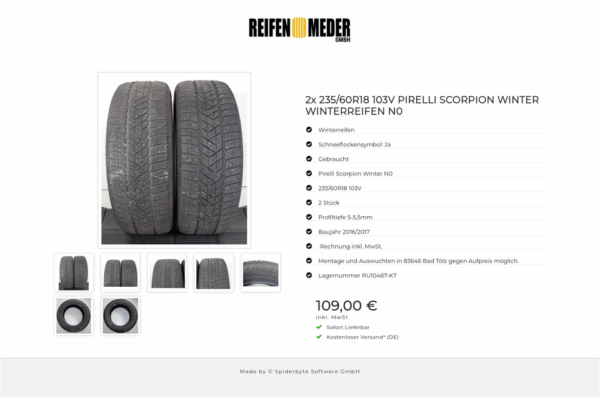 2x 235/60R18 103V PIRELLI SCORPION WINTER WINTERREIFEN N0 #1Q1Z – Bild 8