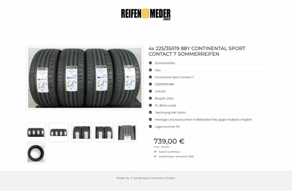 4x 225/35R19 88Y CONTINENTAL SPORT CONTACT 7 SOMMERREIFEN #1L0A – Bild 7