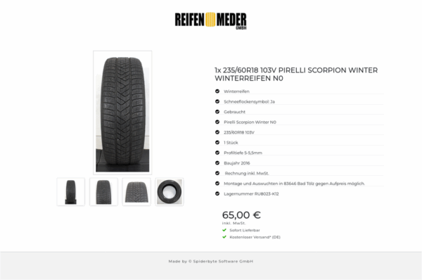 1x 235/60R18 103V PIRELLI SCORPION WINTER WINTERREIFEN N0 #1F3J – Bild 5