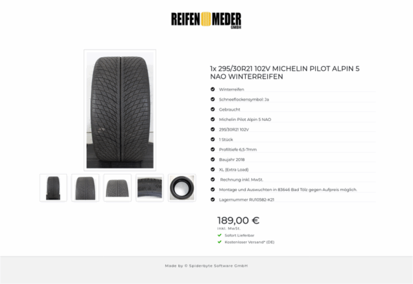 1x 295/30R21 102V MICHELIN PILOT ALPIN 5 NAO WINTERREIFEN #1QPS – Bild 6