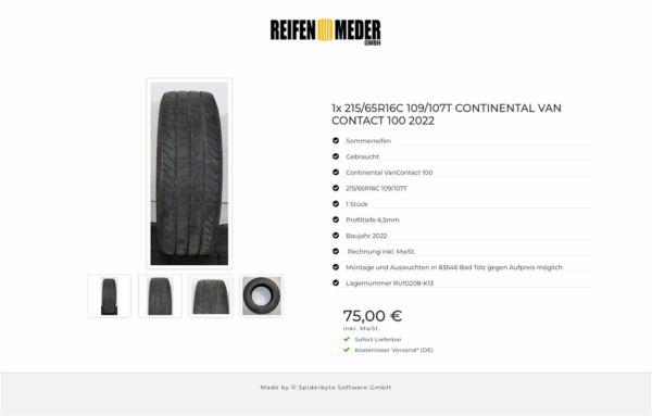 1x 215/65R16C 109/107T CONTINENTAL VAN CONTACT 100 2022 #1P6Q – Bild 5