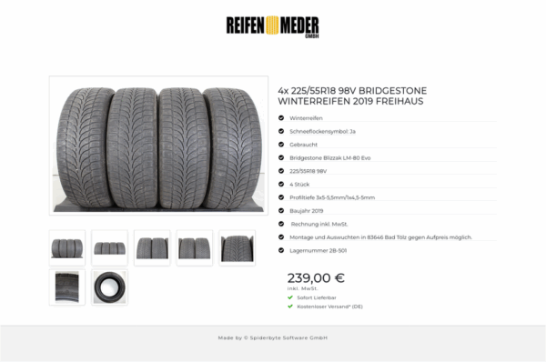 4x 225/55R18 98V BRIDGESTONE WINTERREIFEN 2019 FREIHAUS #1U7X – Bild 8