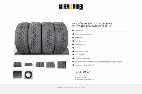 4x 225/45R18 95V TOYO OBSERVE WINTERREIFEN 2020 FREIHAUS #1RHE – Bild 8