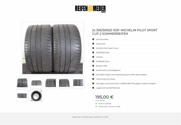 2x 305/30R20 103Y MICHELIN PILOT SPORT CUP 2 SOMMERREIFEN #1UGI – Bild 8