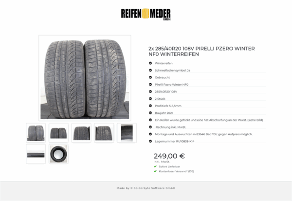 2x 285/40R20 108V PIRELLI PZERO WINTER NF0 WINTERREIFEN #1SJU – Bild 8