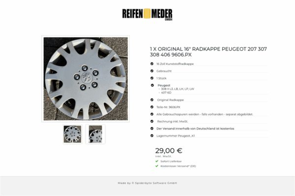 1 X ORIGINAL 16" RADKAPPE PEUGEOT 207 307 308 406 9606.PX  #1VNP – Bild 3